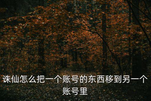 诛仙怎么把一个账号的东西移到另一个账号里