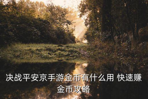决战平安京手游金币有什么用 快速赚金币攻略