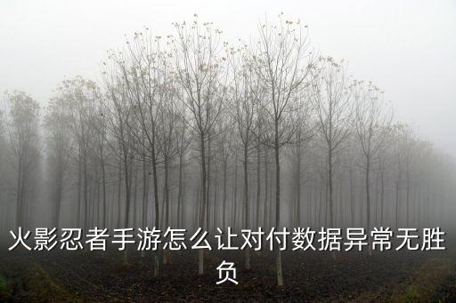火影忍者手游怎么让对付数据异常无胜负