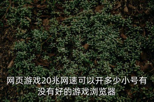 网页游戏20兆网速可以开多少小号有没有好的游戏浏览器