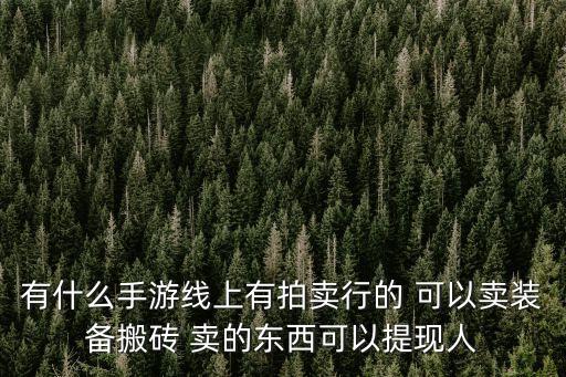 有什么手游线上有拍卖行的 可以卖装备搬砖 卖的东西可以提现人