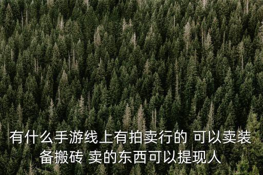 有什么手游线上有拍卖行的 可以卖装备搬砖 卖的东西可以提现人