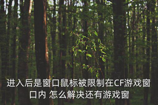 进入后是窗口鼠标被限制在CF游戏窗口内 怎么解决还有游戏窗