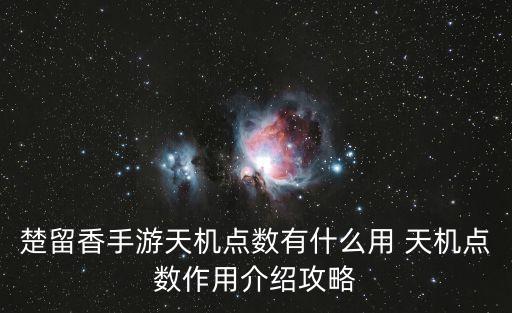 楚留香手游天机点数有什么用 天机点数作用介绍攻略