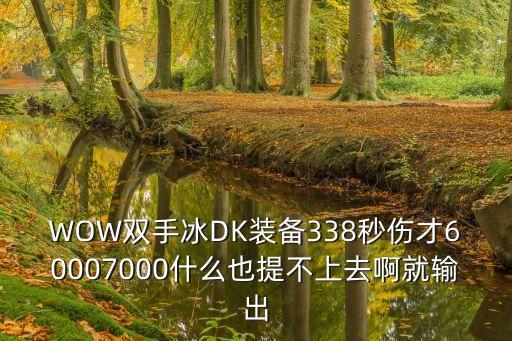 WOW双手冰DK装备338秒伤才60007000什么也提不上去啊就输出