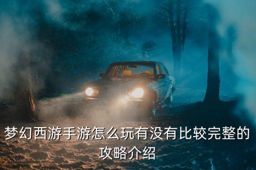 梦幻西游手游怎么玩有没有比较完整的攻略介绍