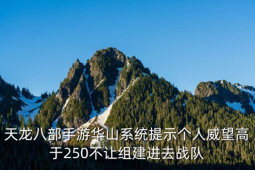 天龙八部手游华山系统提示个人威望高于250不让组建进去战队