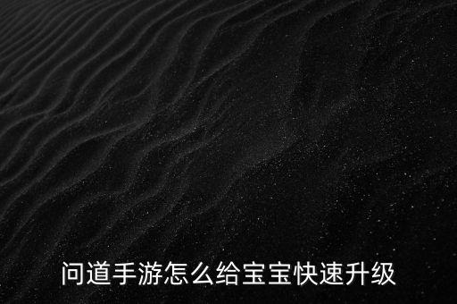 问道手游怎么给宝宝快速升级