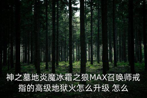 神之墓地炎魔冰霜之狼MAX召唤师戒指的高级地狱火怎么升级 怎么