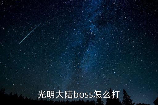 光明大陆boss怎么打