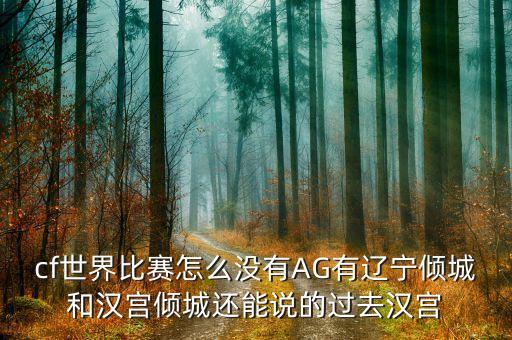 cf世界比赛怎么没有AG有辽宁倾城和汉宫倾城还能说的过去汉宫