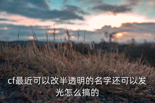 cf最近可以改半透明的名字还可以发光怎么搞的