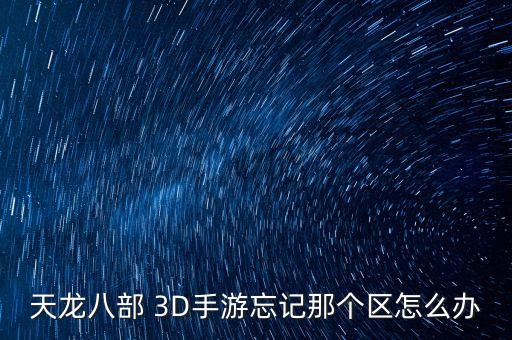 天龙八部 3D手游忘记那个区怎么办