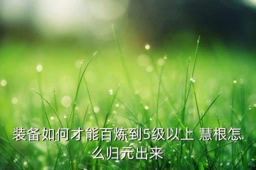 装备如何才能百炼到5级以上 慧根怎么归元出来