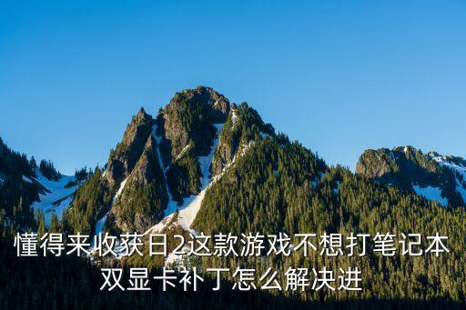 懂得来收获日2这款游戏不想打笔记本双显卡补丁怎么解决进