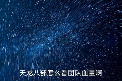 天龙八部怎么看团队血量啊