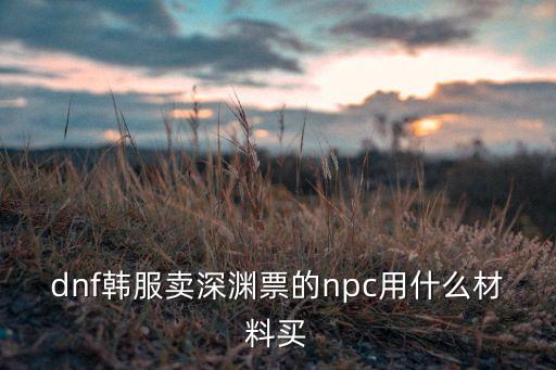 韩服地下城手游深渊票怎么搞，dnf韩服卖深渊票的npc用什么材料买