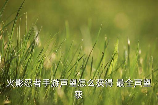 火影忍者手游声望怎么获得 最全声望获