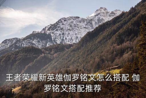王者荣耀新英雄伽罗铭文怎么搭配 伽罗铭文搭配推荐