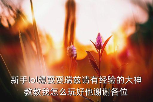 新手lol想耍耍瑞兹请有经验的大神教教我怎么玩好他谢谢各位