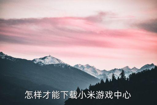 怎样才能下载小米游戏中心