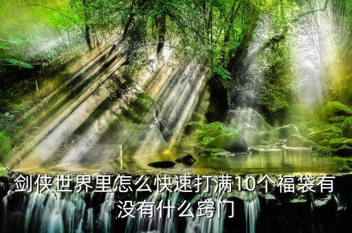 剑侠世界里怎么快速打满10个福袋有没有什么窍门