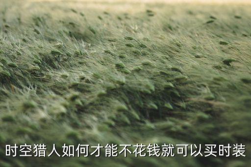 时空猎人如何才能不花钱就可以买时装