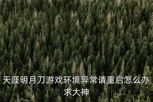 天涯明月刀游戏环境异常请重启怎么办求大神