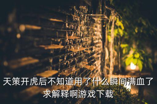 神武4手游天策打怪怎么加血，天策开虎后不知道用了什么瞬间满血了求解释啊游戏下载