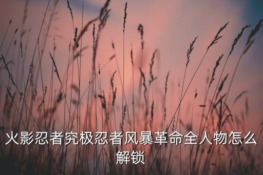 火影忍者究极忍者风暴革命全人物怎么解锁