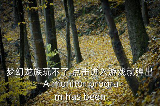 梦幻龙族玩不了 点击进入游戏就弹出 A monitor program has been