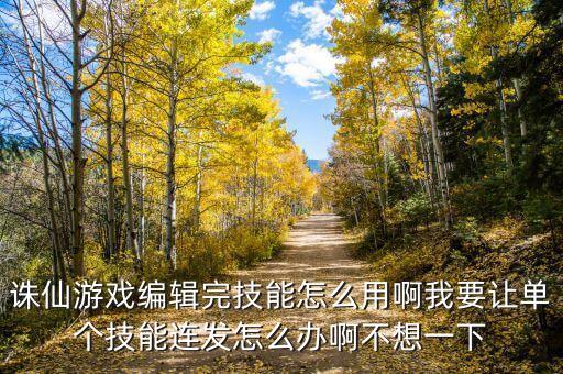 诛仙手游我编辑的技能怎么用不了，诛仙游戏编辑完技能怎么用啊我要让单个技能连发怎么办啊不想一下