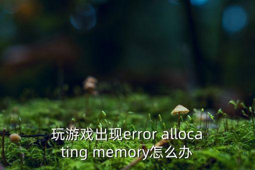 玩游戏出现error allocating memory怎么办