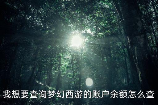 我想要查询梦幻西游的账户余额怎么查