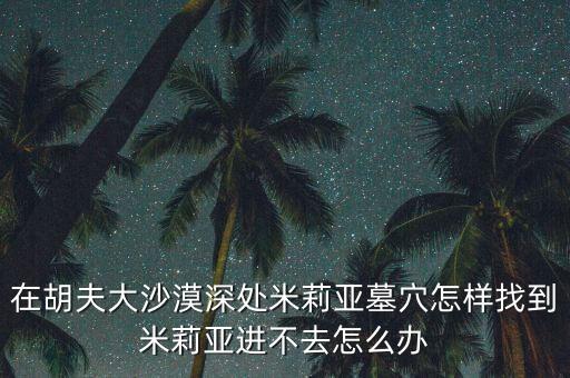 在胡夫大沙漠深处米莉亚墓穴怎样找到米莉亚进不去怎么办