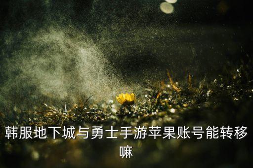 韩服地下城与勇士手游苹果账号能转移嘛