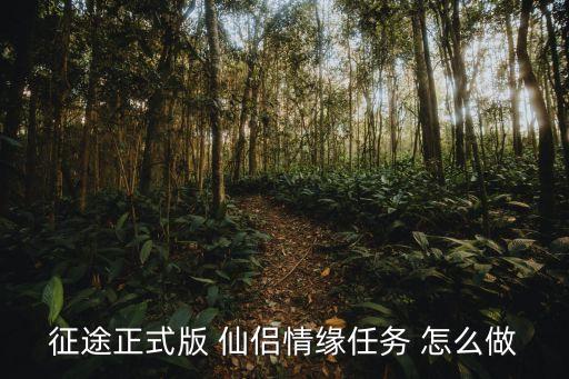 征途正式版 仙侣情缘任务 怎么做