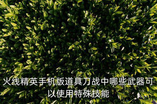 火线精英手机版道具刀战中哪些武器可以使用特殊技能