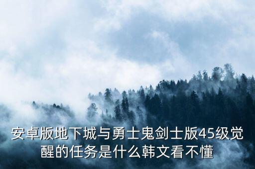 安卓版地下城与勇士鬼剑士版45级觉醒的任务是什么韩文看不懂