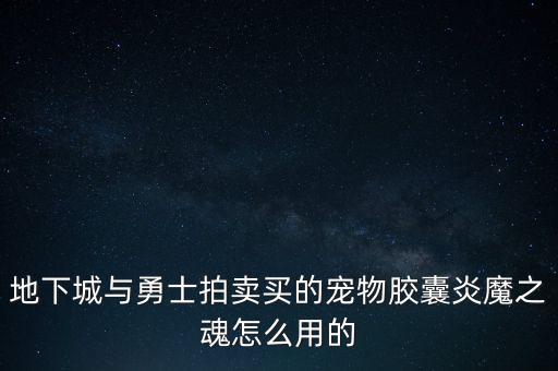 地下城与勇士拍卖买的宠物胶囊炎魔之魂怎么用的