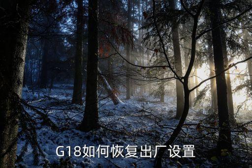 G18如何恢复出厂设置