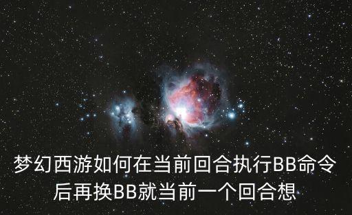 梦幻西游如何在当前回合执行BB命令后再换BB就当前一个回合想