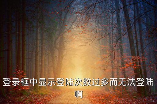 登录框中显示登陆次数过多而无法登陆啊