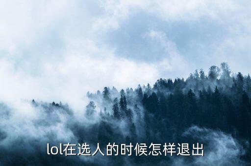 lol在选人的时候怎样退出
