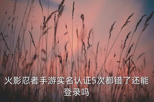 火影忍者手游实名认证5次都错了还能登录吗