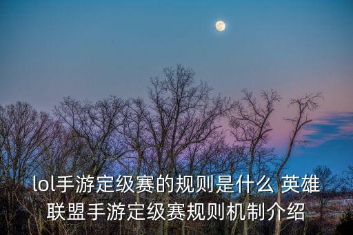 lol手游定级赛的规则是什么 英雄联盟手游定级赛规则机制介绍