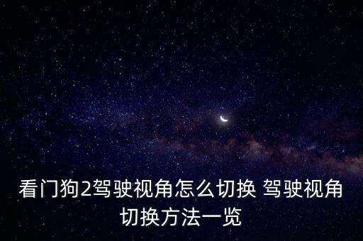 看门狗2驾驶视角怎么切换 驾驶视角切换方法一览
