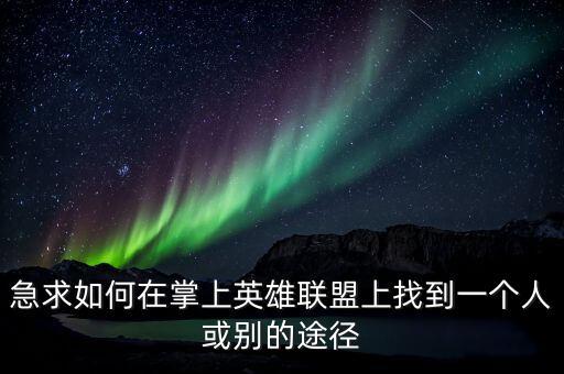 急求如何在掌上英雄联盟上找到一个人或别的途径