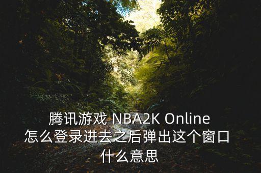 腾讯游戏 NBA2K Online 怎么登录进去之后弹出这个窗口  什么意思