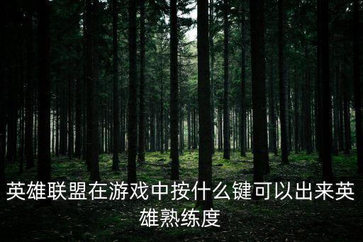 英雄联盟在游戏中按什么键可以出来英雄熟练度